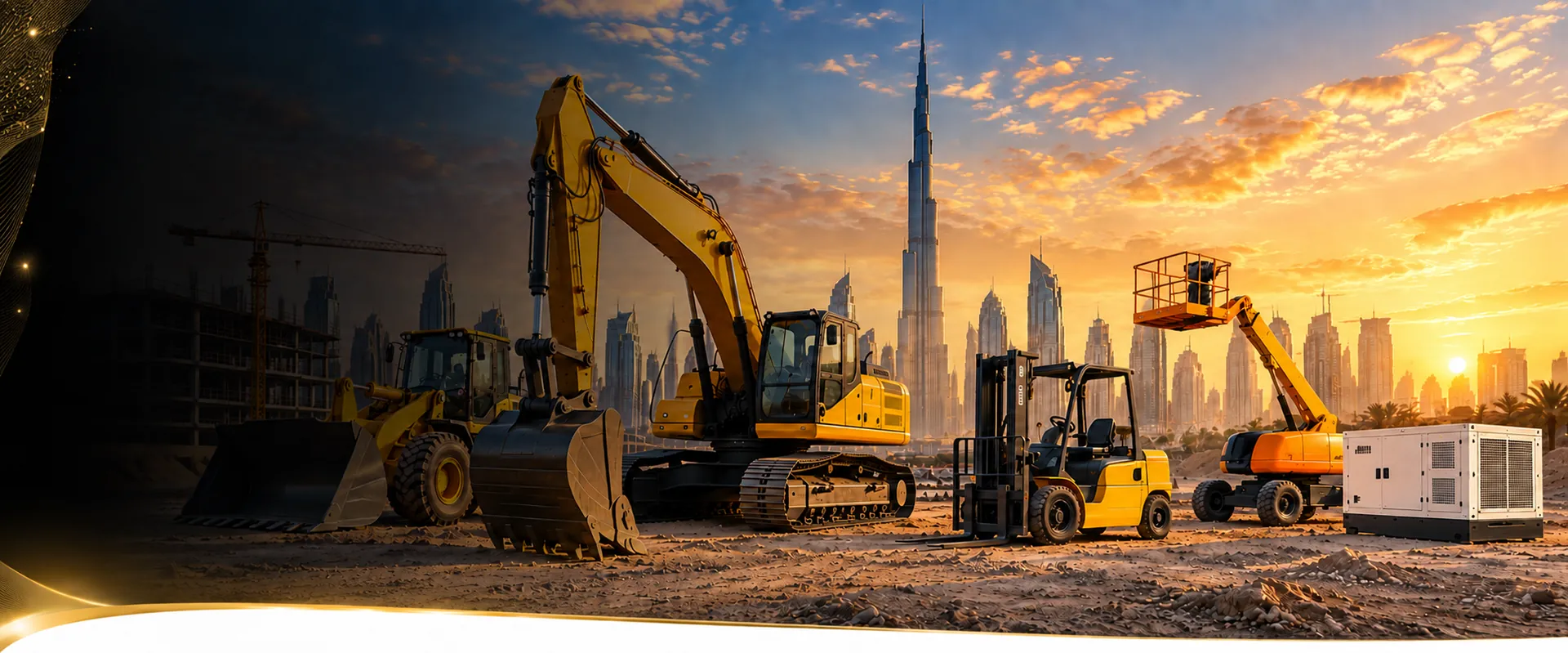 Heavy equipment fleet on a Dubai site